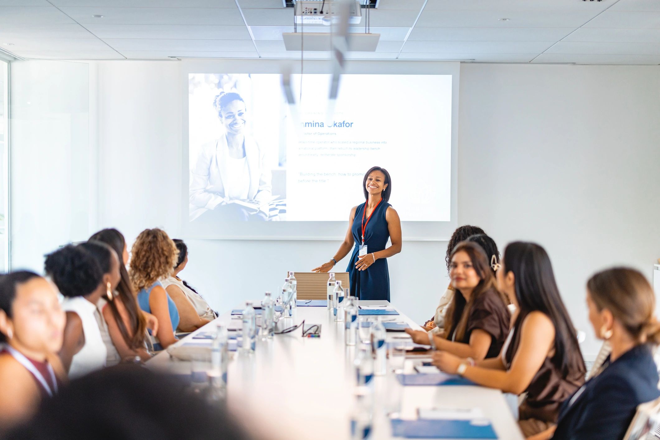 Speaker leading an interactive professional workshop